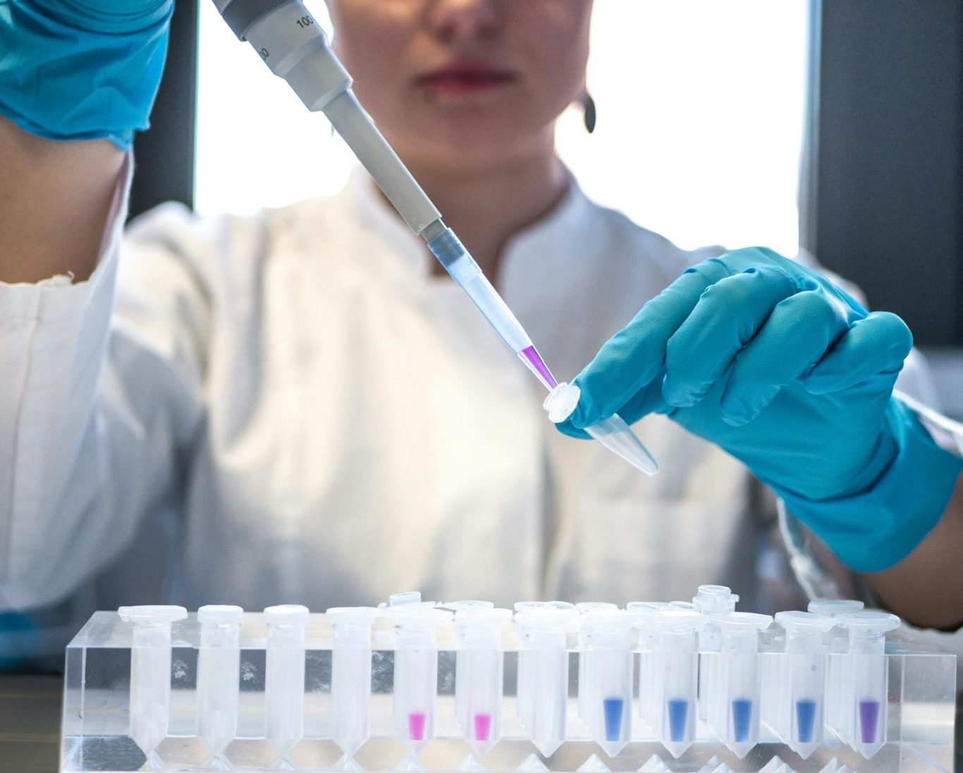 Laboratory with a scientist with micropipette Laboratory with a scientist with micropipette